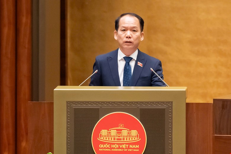 Bộ trưởng Bộ Tư pháp trình bày dự thảo Luật hộ tịch - ảnh: QH