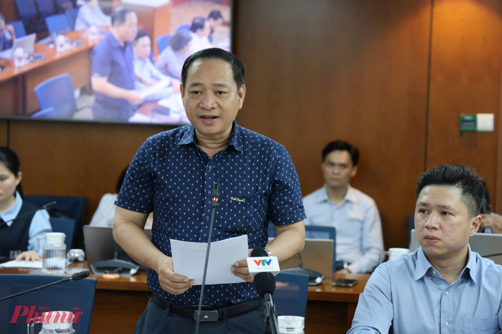 Ông Đỗ Diệp Gia Hợp - Phó trưởng Phòng Bảo trì khai thác công trình giao thông (Sở Xây dựng TPHCM) thông tin tại buổi họp báo - Ảnh: Thanh Tâm