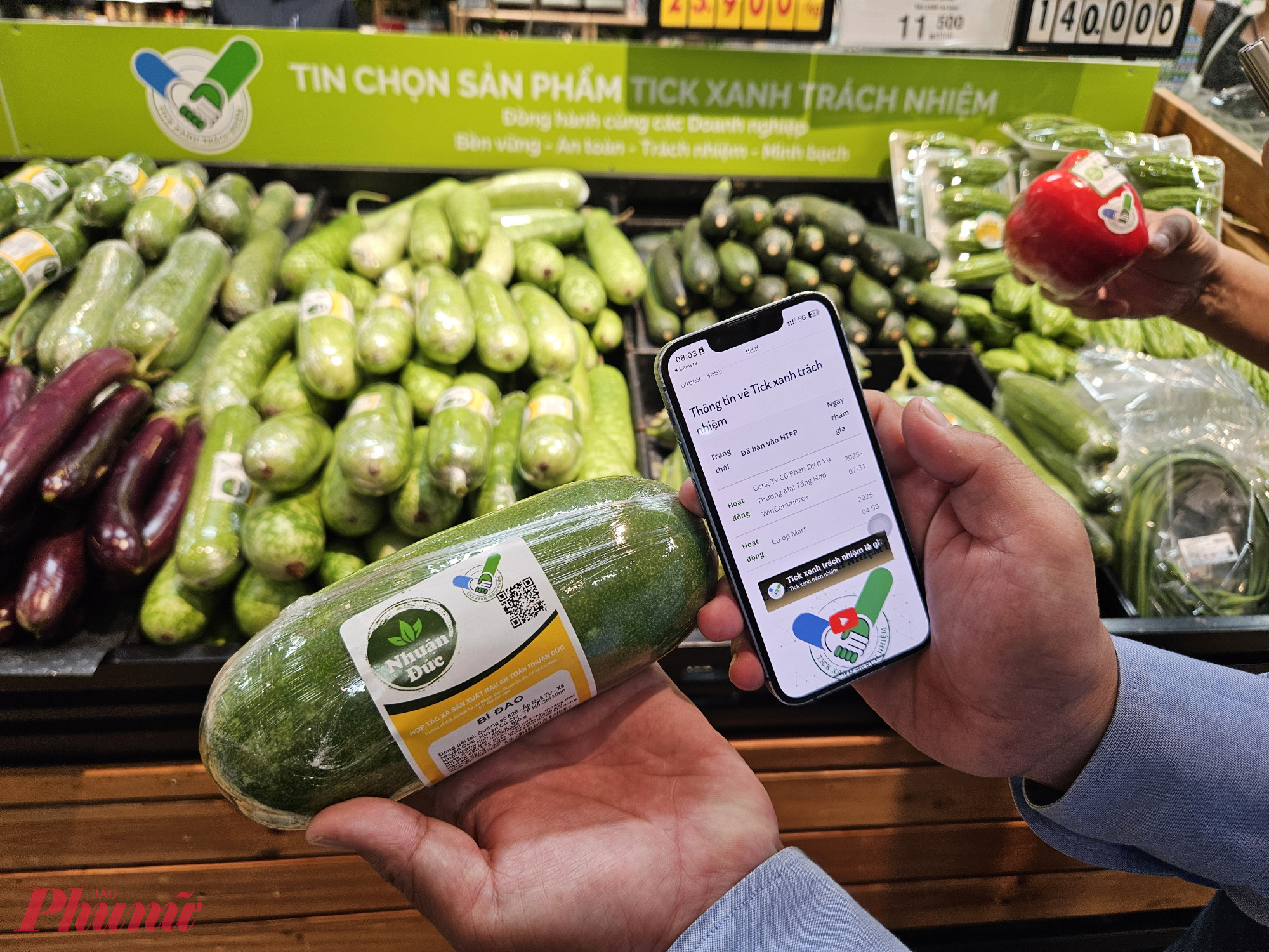 Các sản phẩm được gắn nhãn tick xanh bán tại siêu thị