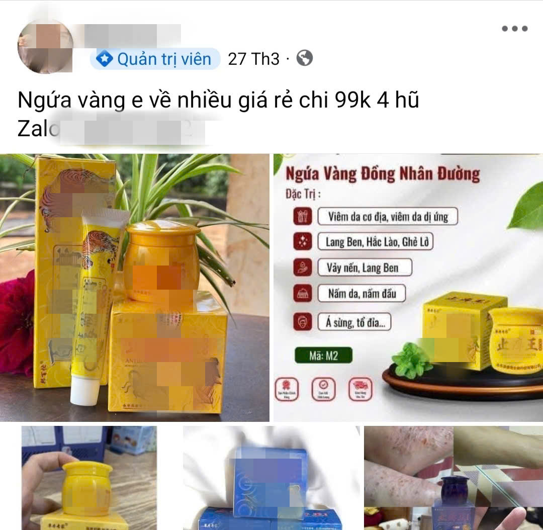 Một quảng cáo thuốc nấm không rõ nguồn gốc, trị bách bệnh về da trên mạng - Ảnh chụp màn hình