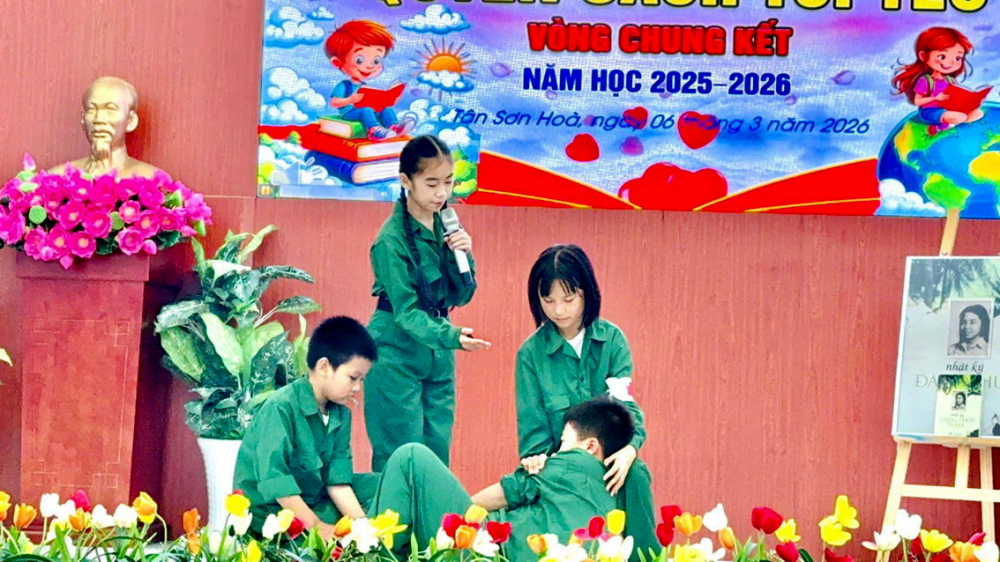 Hội thi “Quyển sách tôi yêu” do Trường tiểu học Lê Văn Sĩ (phường Tân Sơn Hòa, TPHCM) tổ chức tháng 3/2026 - ẢNH: YUMI