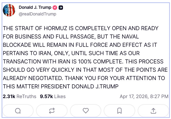 Thông báo của Tổng thống Donald Trump trên mạng xã hội 