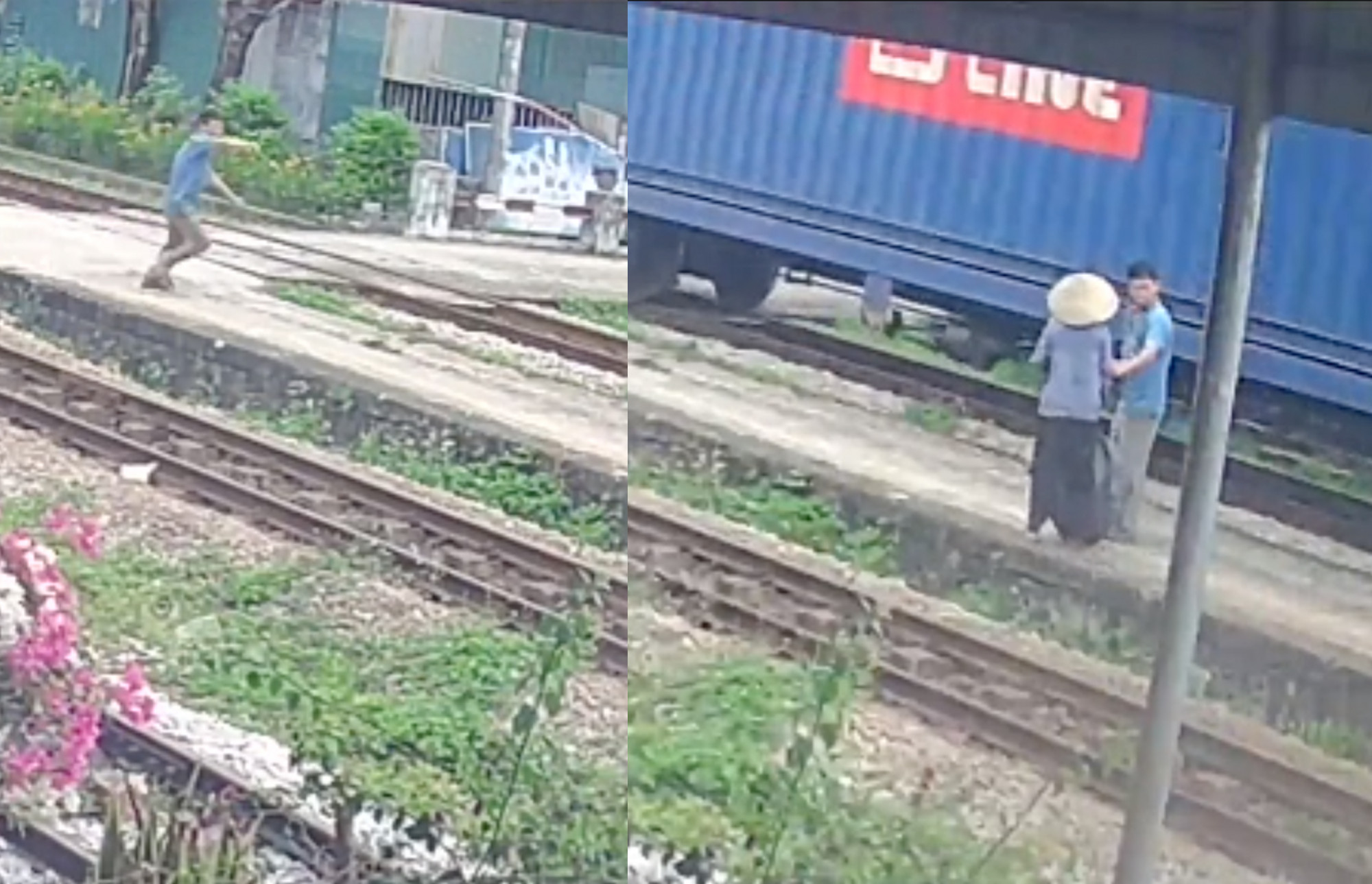 Người phụ nữ nhặt ve chai may mắn thoát nạn nhờ được anh Kiên ứng cứu kịp thời - Ảnh: Khánh Trung