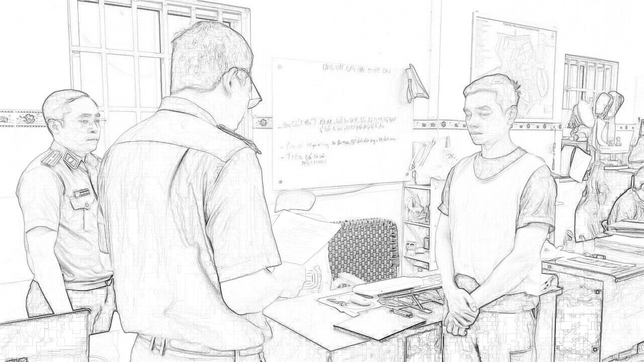 Dũng thời điểm bị bắt. Ảnh: CACC