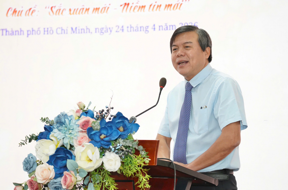 Ông Tăng Hữu Phong - Phó Trưởng ban Tuyên giáo và Dân vận Thành ủy TPHCM - phát biểu tại chương trình. Ảnh:BTC