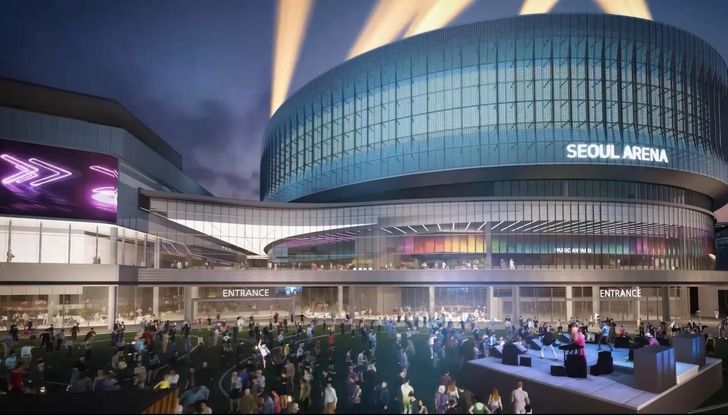 Hình ảnh mô phỏng Seoul Arena, một địa điểm tổ chức hòa nhạc K-pop dự kiến ​​khai trương vào tháng 5 năm 2027 . Ảnhh:Courtesy of Seoul Metropolitan Government