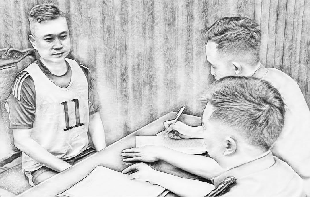 Đào Anh Dũng tại cơ quan công an - Ảnh công an cung cấp