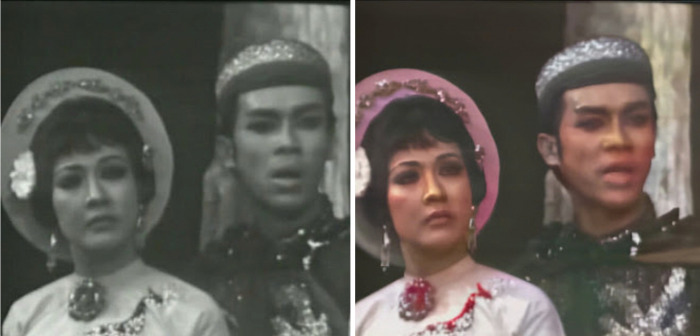 Hình ảnh trước và sau khi phục chế màu - Nguồn: HTV