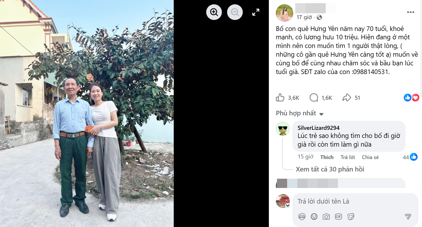 Bài đăng của cô con gái nhận được hàng ngàn tương tác, bình luận