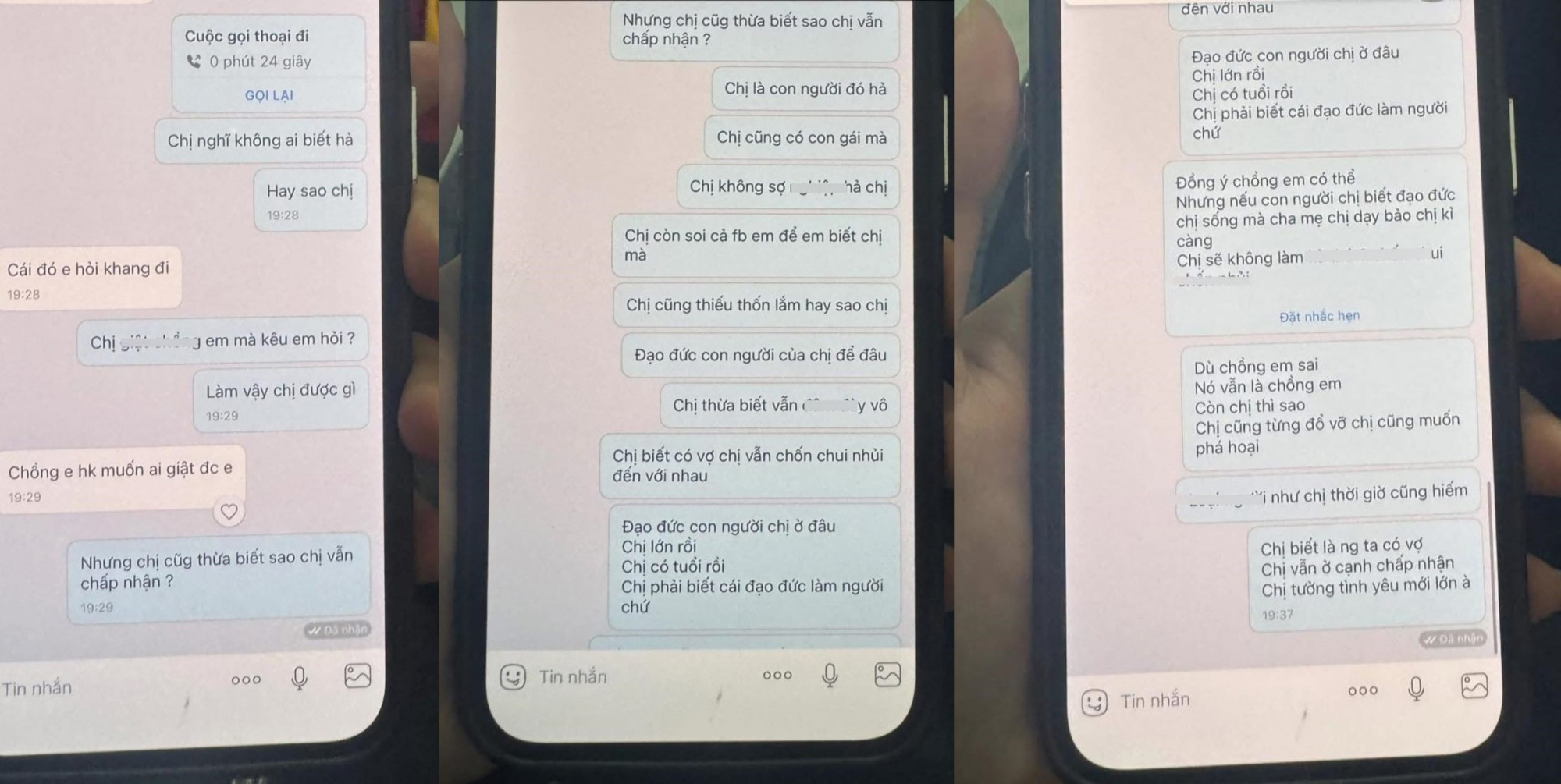 Những tin nhắn trao đổi giữa cô gái H.N và nhân tình của chồng sắp cưới