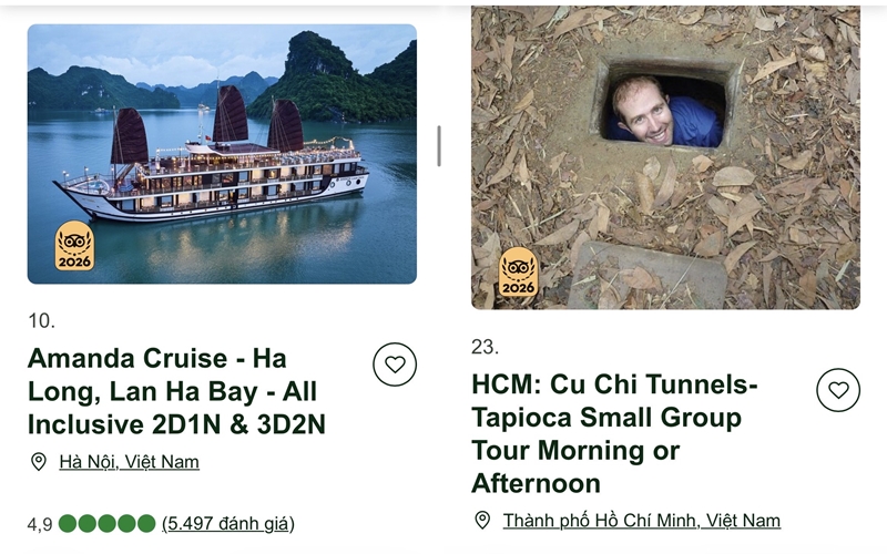 Đây được xem là dấu ấn đáng chú ý của du lịch Việt Nam khi góp mặt ở cả hai hạng mục: trải nghiệm thiên nhiên và trải nghiệm lịch sử, văn hóa.