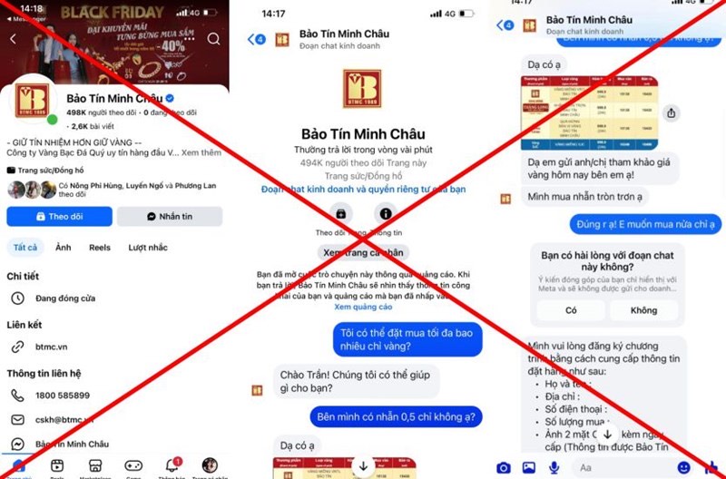 Chị P. bị lừa khi mua vàng qua facebook có tích xanh của một đơn vị kinh doanh vàng uy tín - Ảnh: NVCC