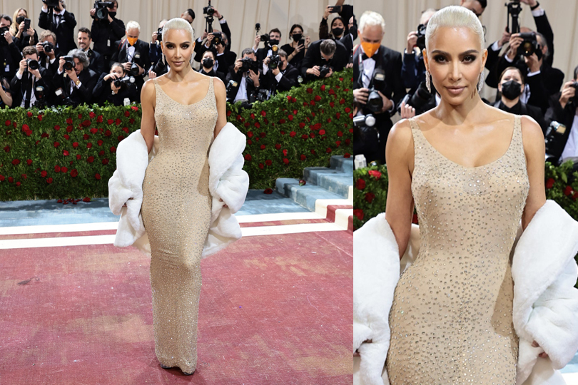 Một trong những khoảnh khắc gây tranh cãi nhất phải kể đến năm 2022, khi Kim Kardashian mặc lại chiếc váy gốc của Marilyn Monroe. Đây là thiết kế lịch sử từng được Monroe diện khi hát mừng sinh nhật Tổng thống John F. Kennedy. Việc Kim Kardashian giảm cân cấp tốc để mặc vừa chiếc váy và đưa nó trở lại thảm đỏ đã làm dấy lên nhiều tranh luận về việc bảo tồn di sản thời trang. Bộ cánh không chỉ gây sốc về mặt hình ảnh mà còn chạm đến những vấn đề nhạy cảm liên quan đến lịch sử và giá trị văn hóa - Ảnh: 29S