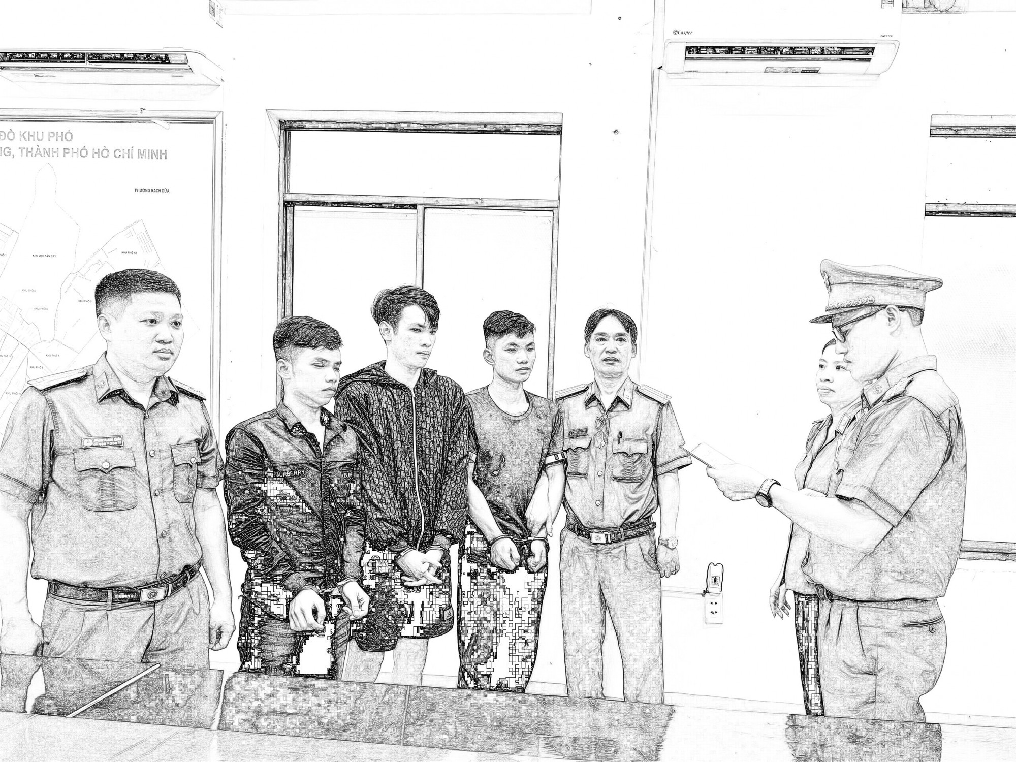 3 đối tượng tại cơ quan công an. Ảnh: CACC