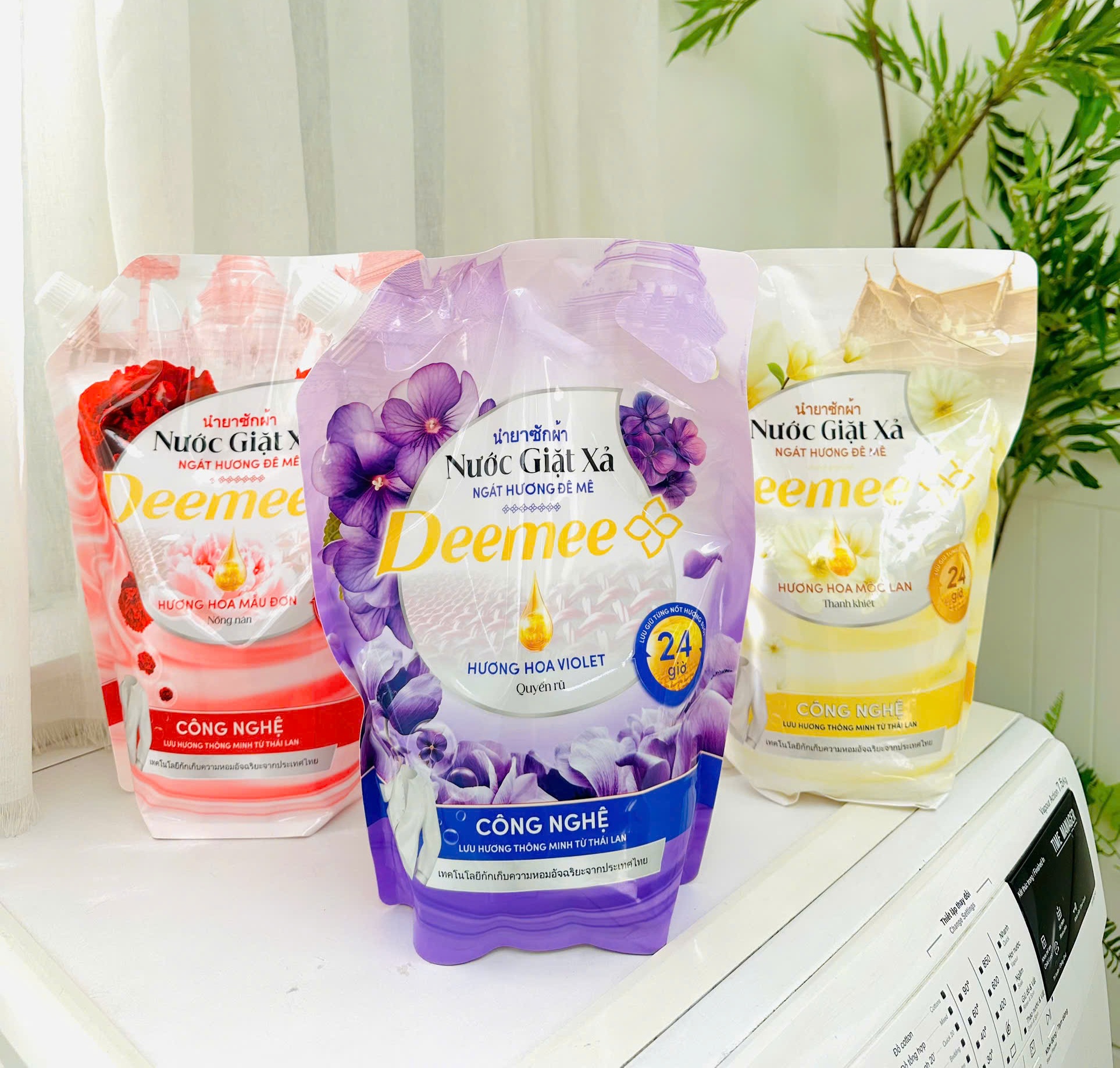 Sản phẩm túi nước giặt Deemee trong gian phòng giặt - Ảnh: Deemee