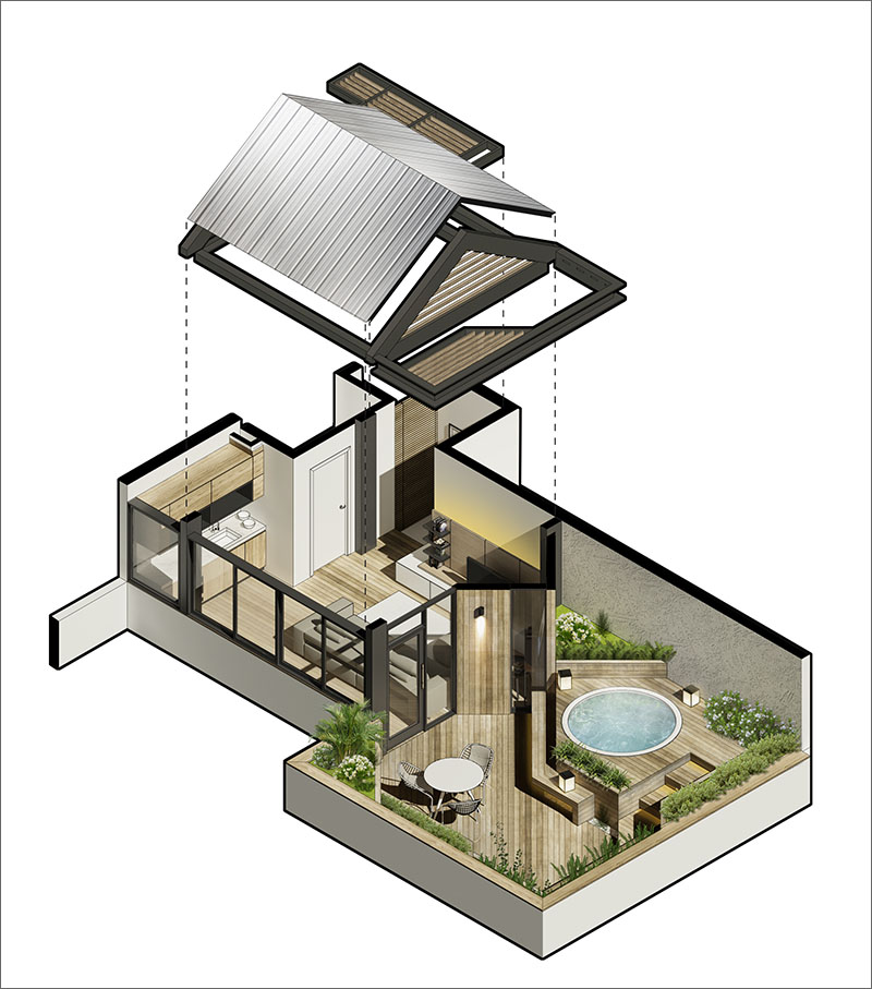 Ý tưởng của gia chủ rất đơn giản nhưng đầy sức mạnh: thiết kế một nơi trú ẩn giữa lòng thành phố, nơi ông và gia đình có thể thư giãn. Ảnh: @Narquitectura/ Laurelen González. 