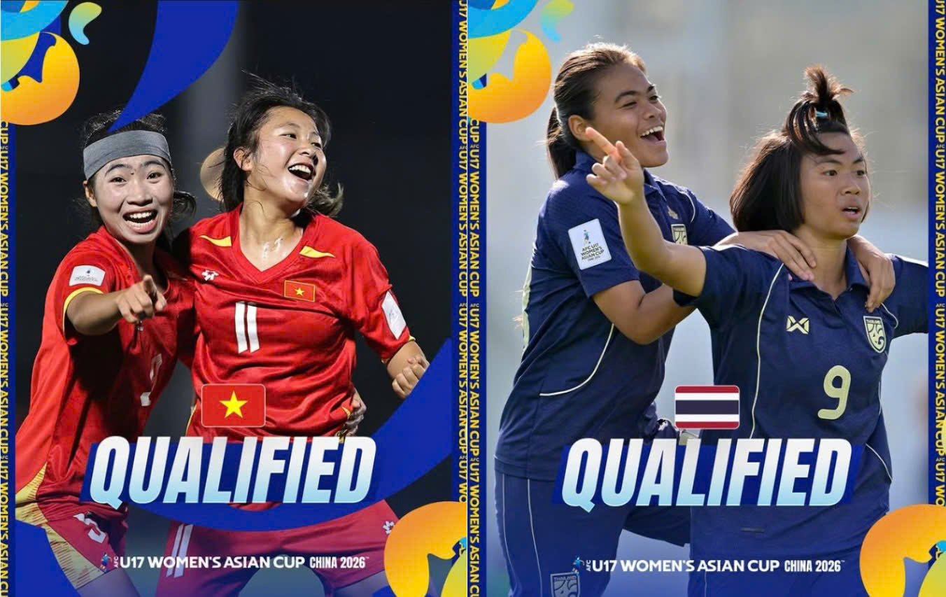 Việt Nam và Thái Lan, 2 đại diện Đông Nam Á có mặt ở tứ kết U17 châu Á 2026 - Ảnh: AFC