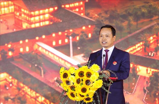 Ông Trần Tiến Dũng, Bí thư Tỉnh ủy Điện Biên phát biểu tại Lễ động thổ Dự án Tổ hợp cáp treo kết hợp Du lịch văn hóa lịch sử Điện Biên Phủ - Ảnh: Xuân Tư/TTXVN