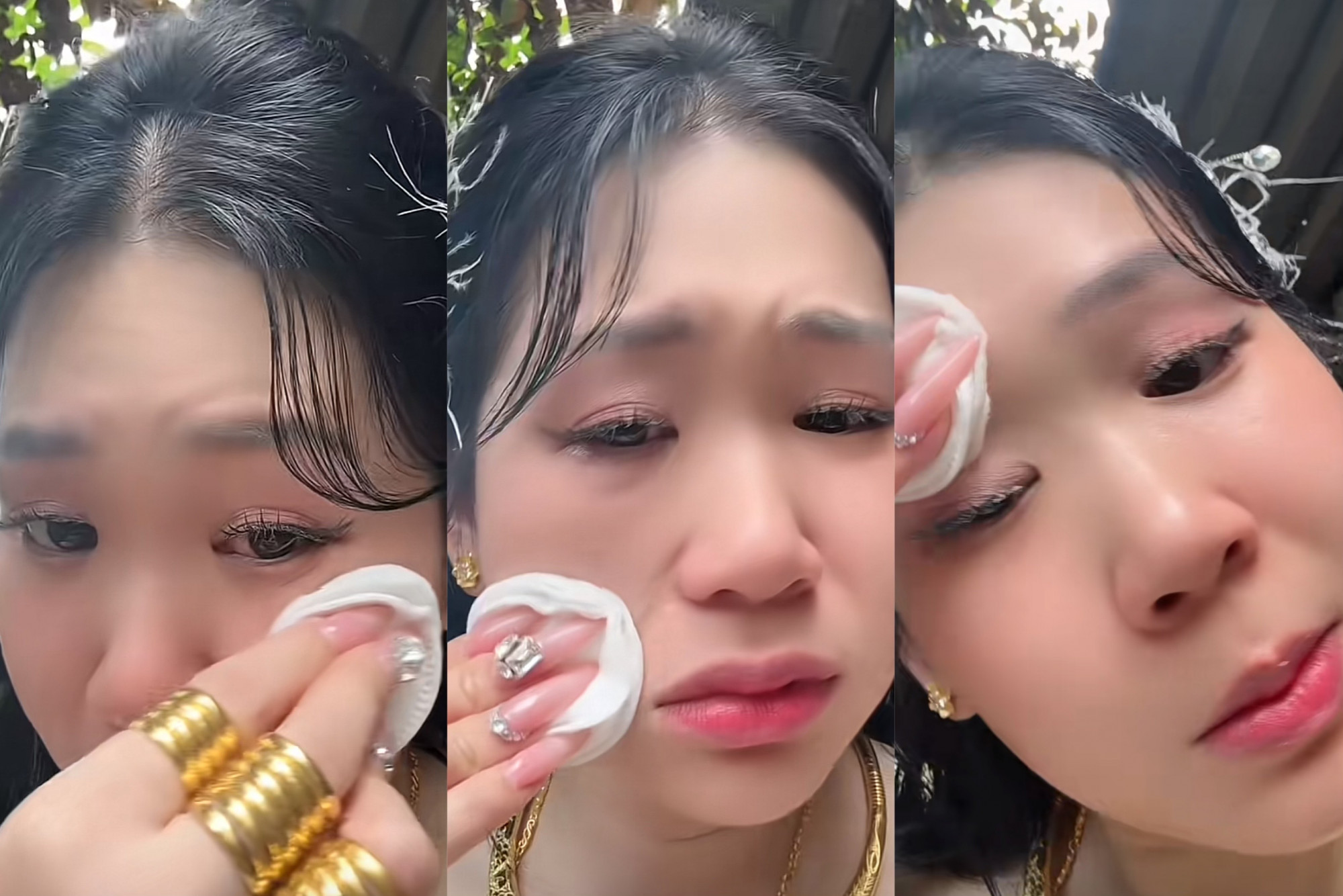 Cô dâu bật khóc, tẩy hết lớp trang điểm trong ngày cưới vì lớp nền vỡ vụn, má hồng lòe loẹt - Ảnh chụp màn hình