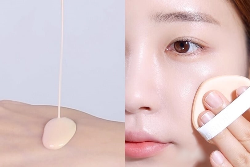 Nên dùng một lớp kem nền mỏng để làm đều màu da tập trung che khuyết điểm lên những vùng có mụn hay quầng thâm. Cách này sẽ giúp lớp nền mỏng, trong suốt, các khuyết điểm được che phủ hoàn hảo. - 