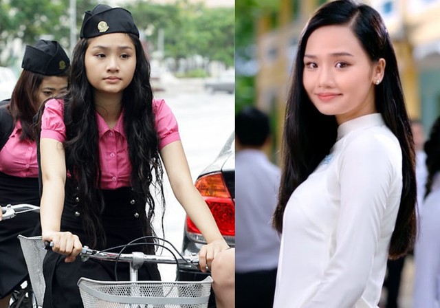Miu Lê trong phim Những thiên thần áo trắng (bên trái) và phim 