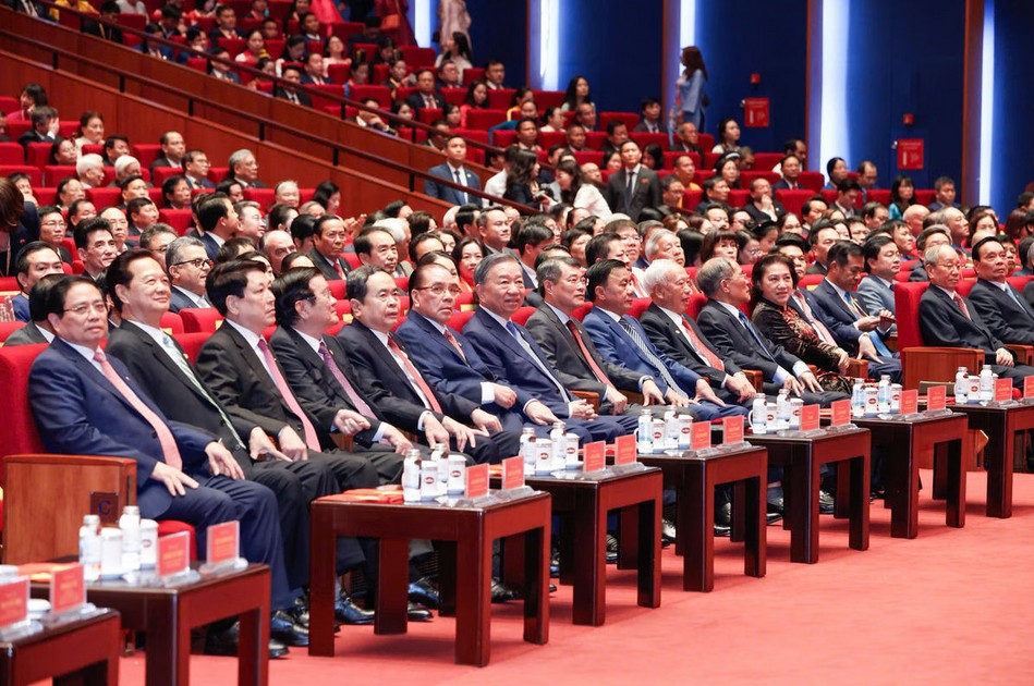 Tổng Bí thư, Chủ tịch nước Tô Lâm và các đại biểu tại phiên khai mạc trọng thể Đại hội MTTQ Việt Nam lần thứ XI. Ảnh: Quang Vinh