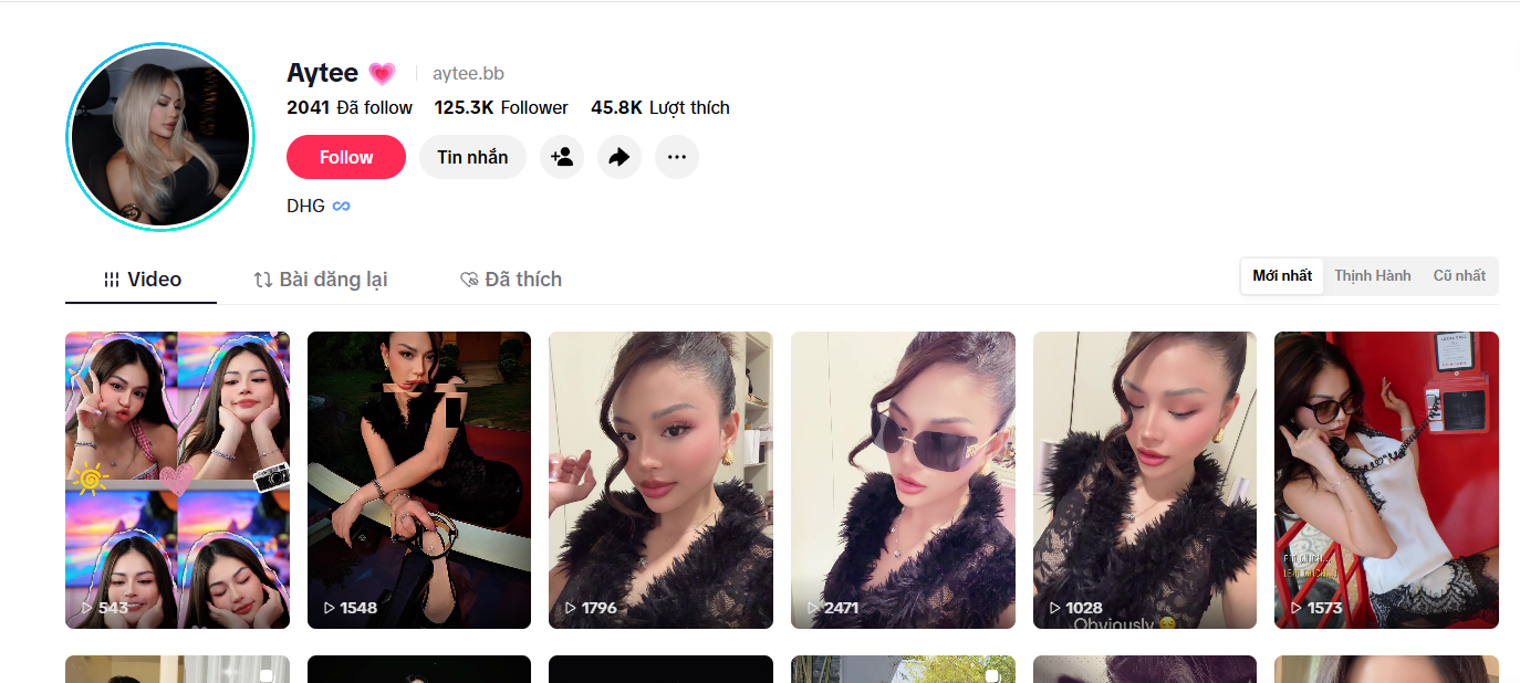 TikTok của Aytee thu hút hàng trăm ngàn lượt theo dõi - Ảnh: nhân vật cung cấp