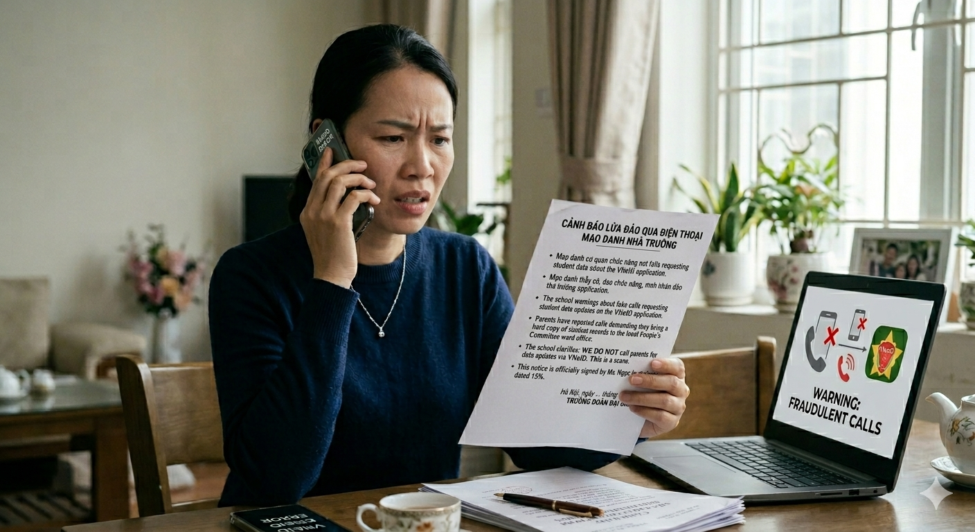 Nhiều trường phát đi thông báo cảnh báo phụ huynh về các chiêu thức mới trong lừa đảo qua điện thoại 