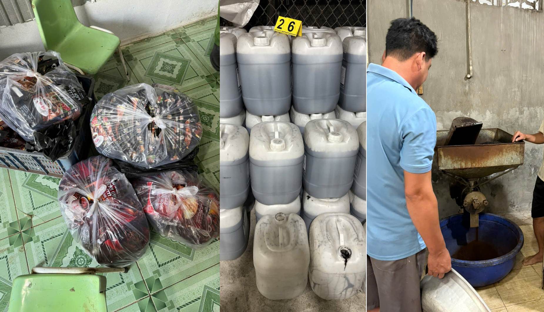 Tang vật sản xuất cà phê giả của Đỗ Văn Quý - Ảnh CACC