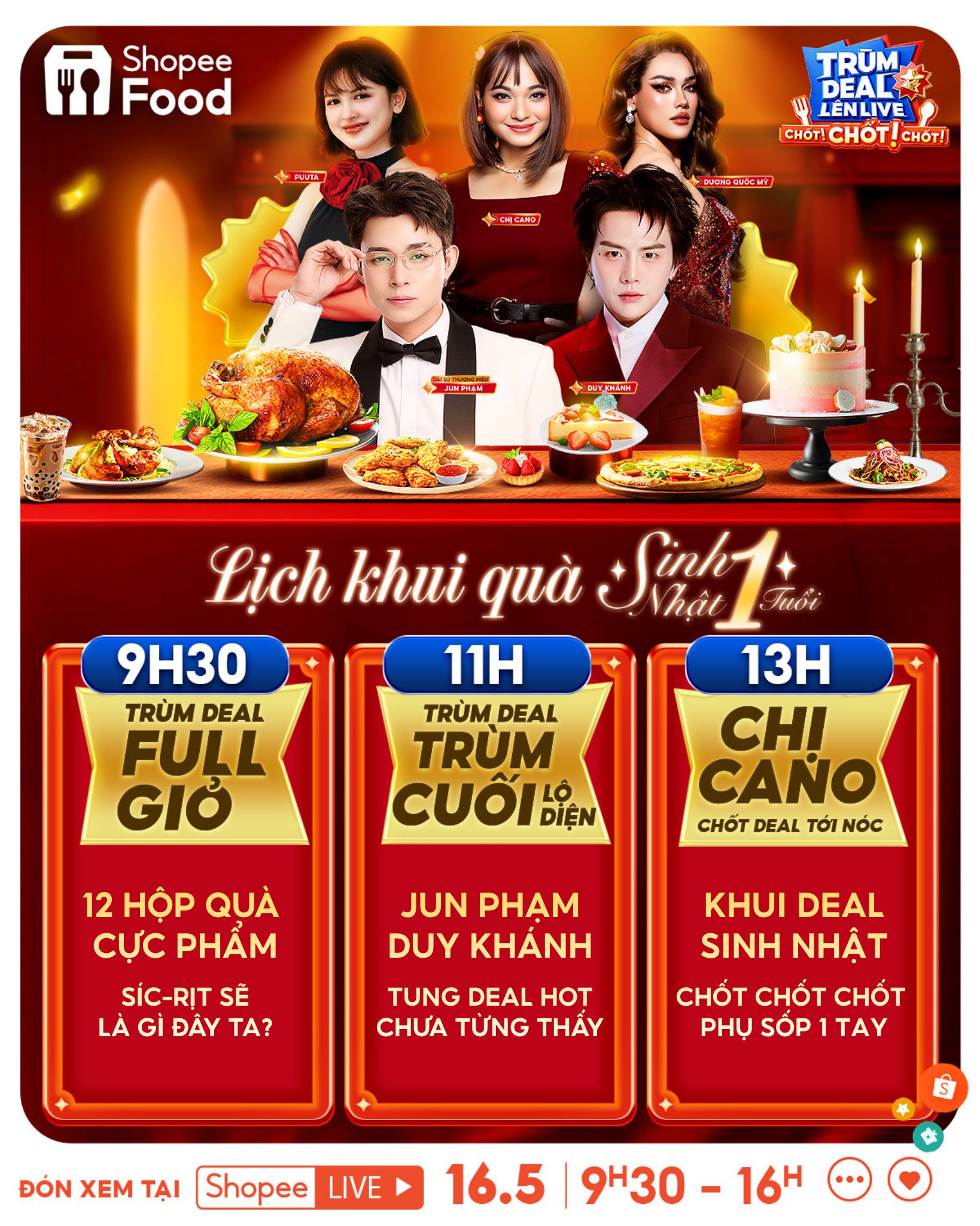 Canh đúng khung giờ hot để vừa chốt deal ăn ngon cho cả tuần, vừa nhập tiệc livestream sinh nhật ngập tràn phút giây giải trí - Ảnh: ShopeeFood