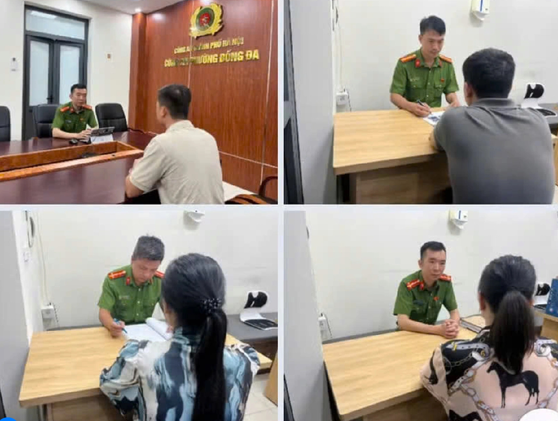 Công an phường Đống Đa yêu cầu những người liên quan đến vụ việc về trụ sở để làm rõ - Ảnh: Công an cung cấp