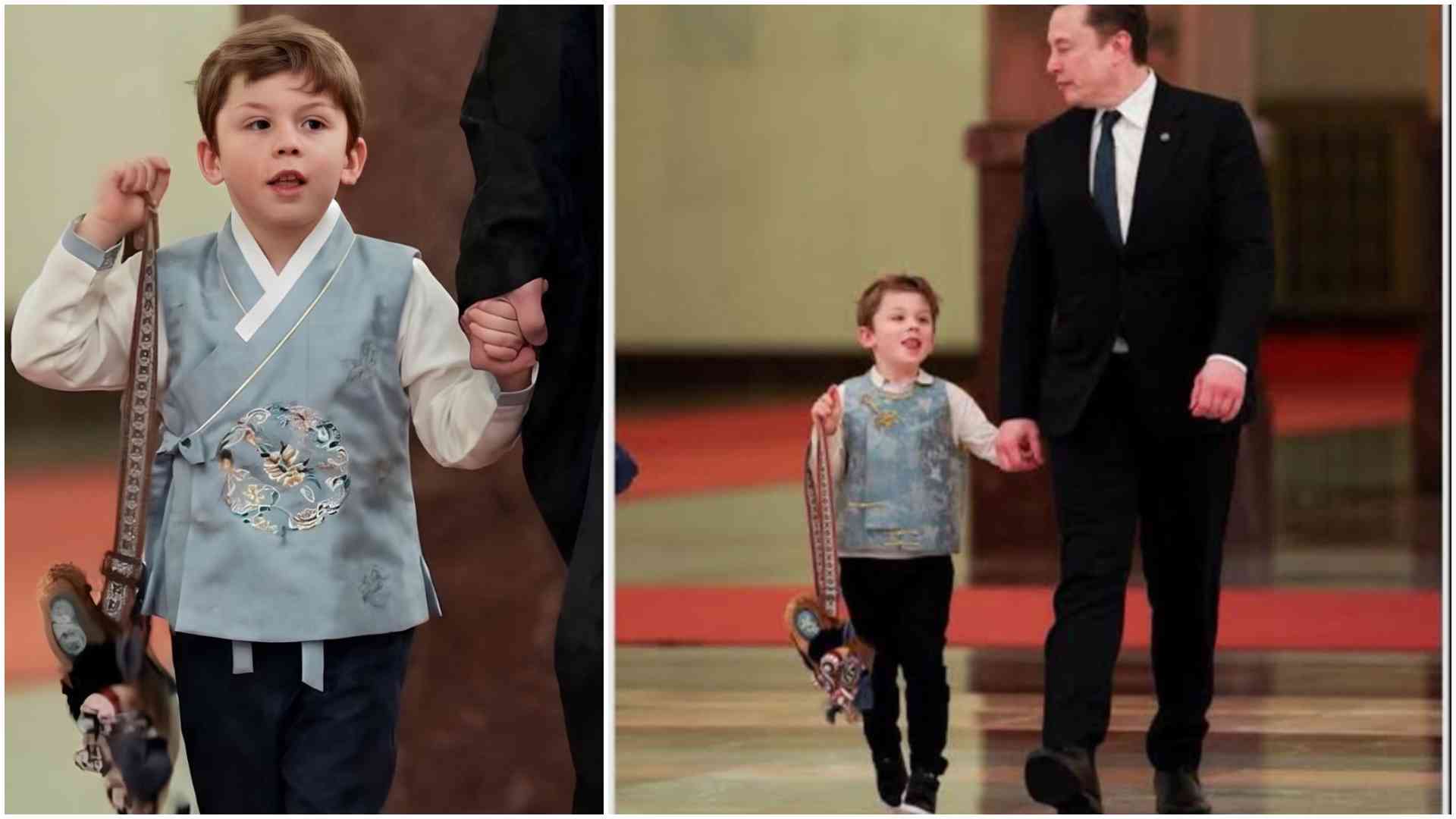 Phong cách con trai Elon Musk khi xuất hiện cùng cha tỷ phú nhận được nhiều lời khen - Ảnh: SCMP