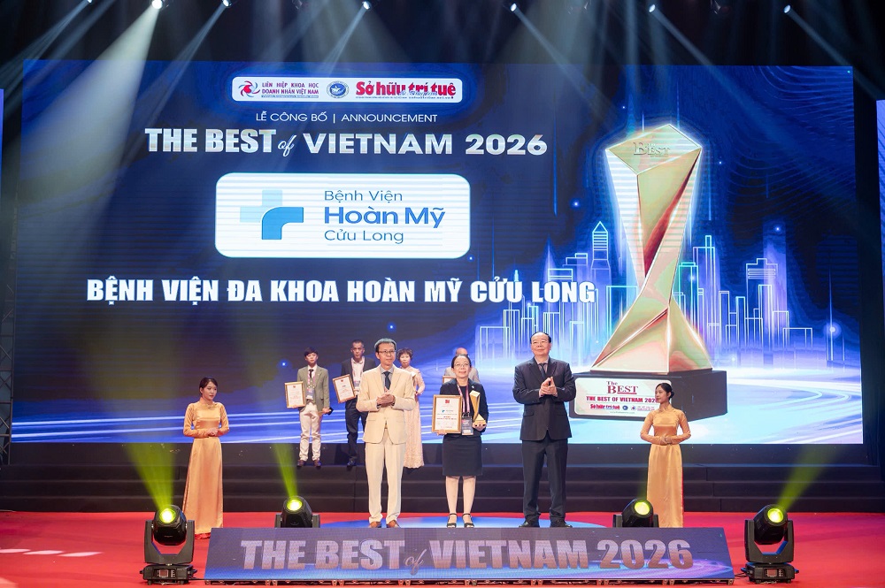 Bệnh viện Hoàn Mỹ Cửu Long được chọn  vào “Top 10 bệnh viện tốt nhất Việt Nam 2026”, tại chương trình “The Best of Vietnam 2026”, do Tạp chí Sở hữu Trí tuệ và Sáng tạo phối hợp cùng Liên hiệp Khoa học Doanh nhân Việt Nam, Viện Chất lượng Việt Nam tổ chức - Ảnh: Hoàn Mỹ Cửu Long