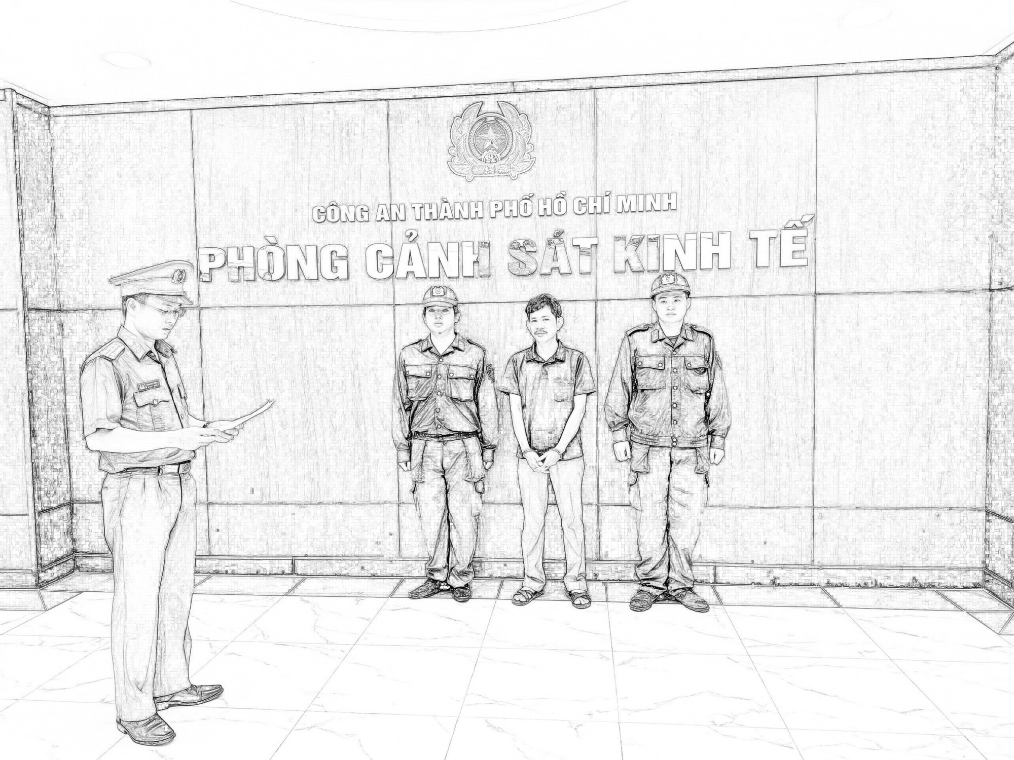 Vũ tại cơ quan công an. Ảnh: CACC