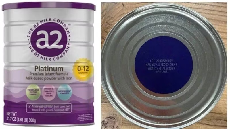 Sữa a2 thu hồi tại Mỹ do nghi có chứa độc tố - ảnhL FDA