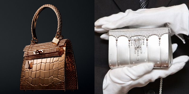 Hermès Kelly Rose Gold và Ginza Tanaka Birkin có giá lần lượt 2 triệu USD và 1,4 triệu USD nhờ thiết kế đính kim cương sang trọng - Ảnh: PB