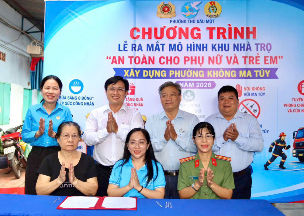 Hội LHPN phường ký kết phối hợp liên tịch với công an phường và đại diện chủ nhà trọ về thực hiện các tiêu chí  mô hình “Nhà trọ an toàn cho phụ nữ và trẻ em” 