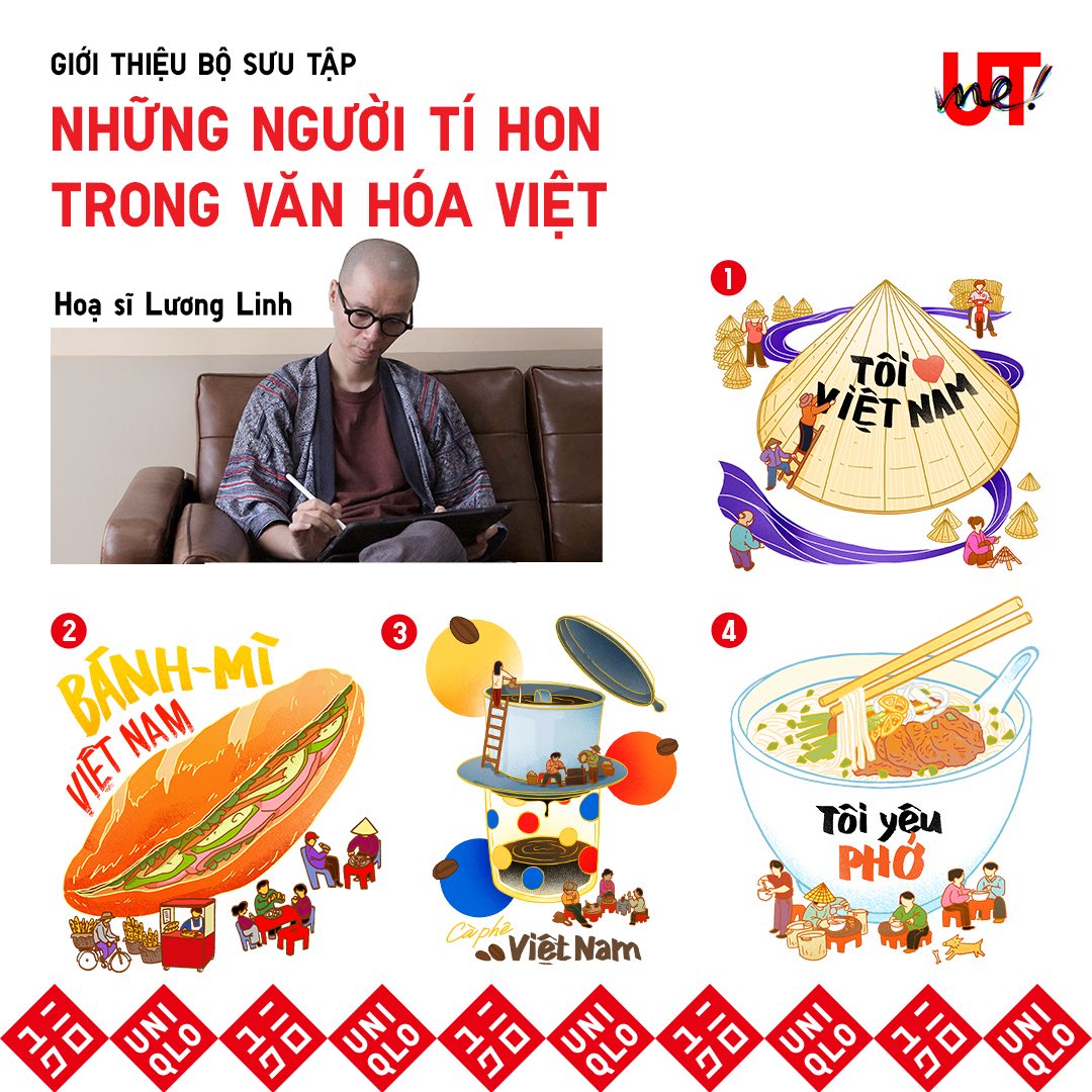 Những hình ảnh quen thuộc trong văn hóa Việt được họa sĩ Lương Linh đưa vào BST - Ảnh: UNIQLO