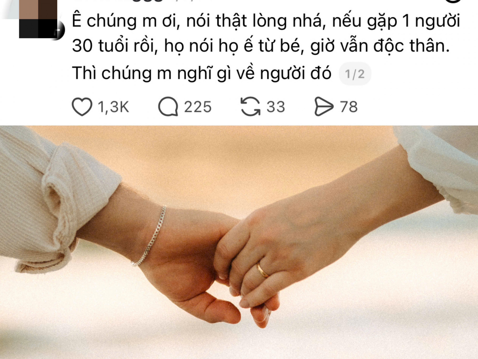 bài đăng về việc chưa yêu ai dù 30 tuổi thu hút nhiều người quan tâm trên mạng xã hội .