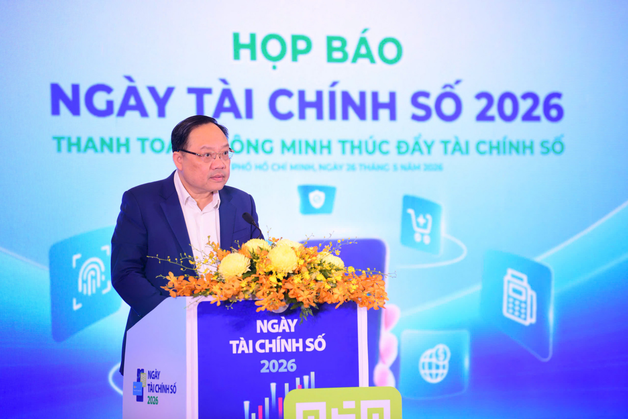 Ông Phạm Anh Tuấn – Vụ trưởng Vụ Thanh toán Ngân hàng Nhà nước phát biểu tại họp báo - Ảnh: Quang Định