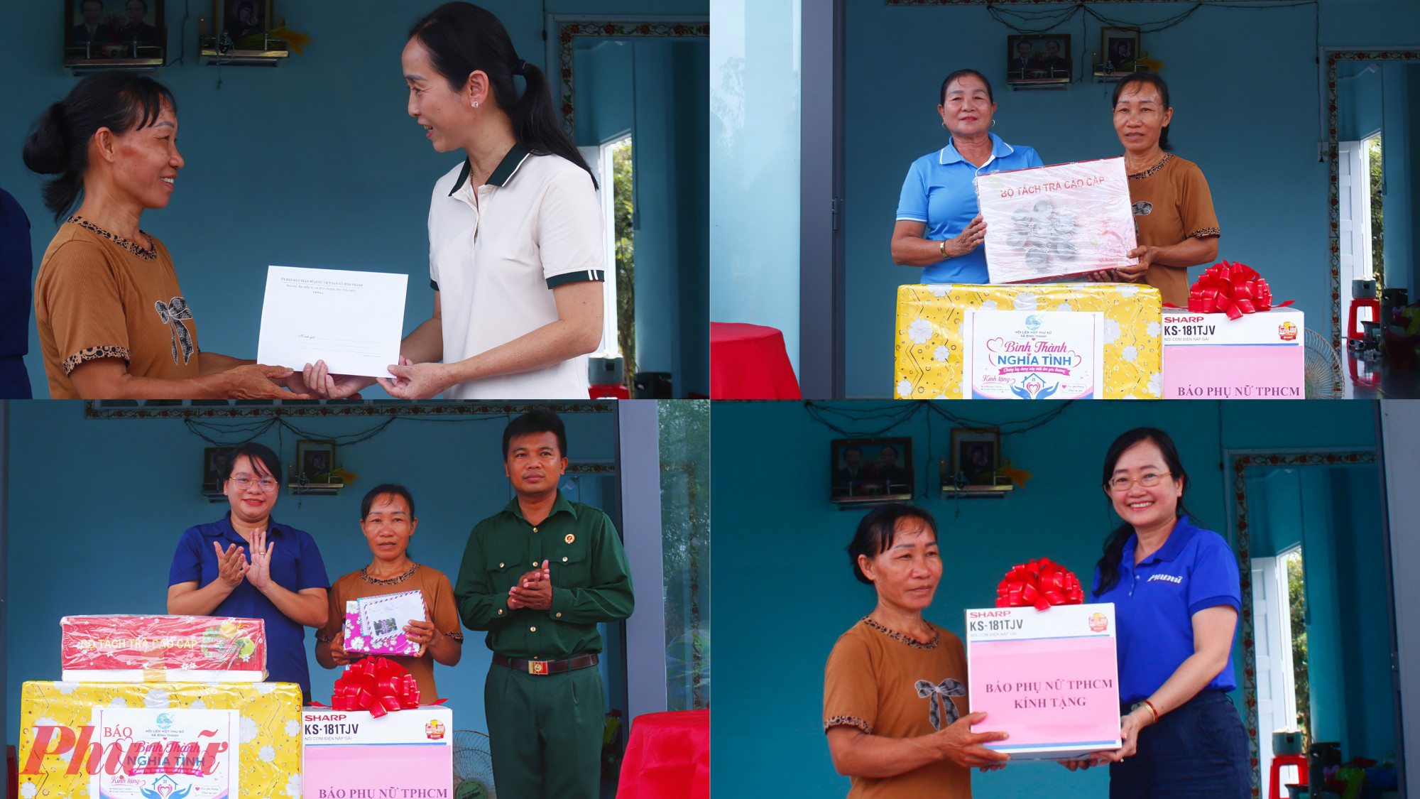 Báo Phụ nữ TPHCM và chính quyền địa phương đến thăm hỏi, chung vui cùng gia đình bà Quế.