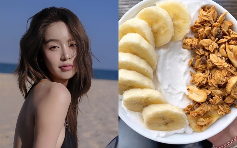 Sữa chua không đường, chuối và ngũ cốc là món ăn giúp Thanh Thủy giữ dáng thon gọn - Ảnh: Instagram nhân vật