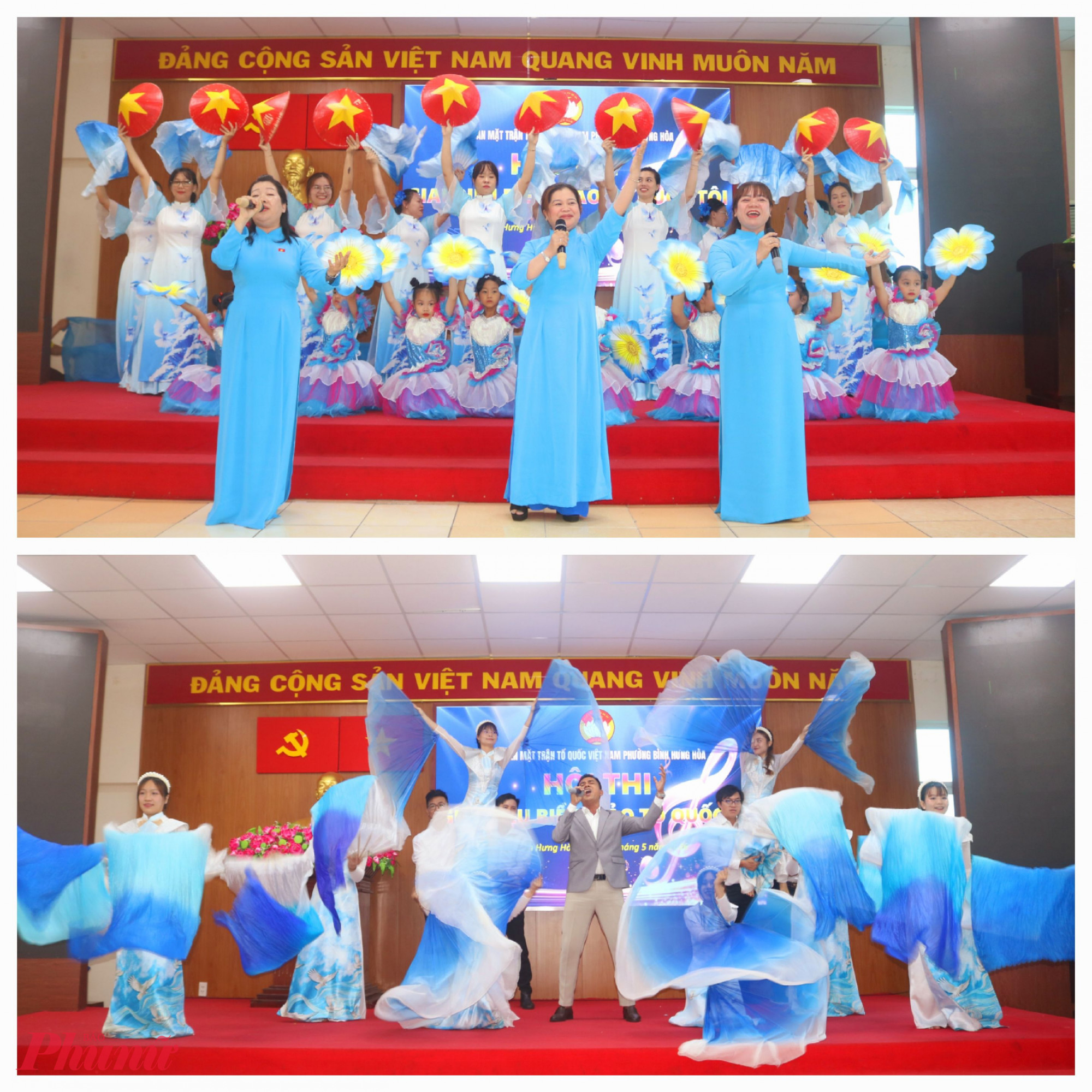 Không chỉ mang đến những giai điệu hào hùng, sâu lắng, các tiết mục văn nghệ còn có phần múa minh họa đươc đầu tư rất công phu - Ảnh: Thảo Nguyên