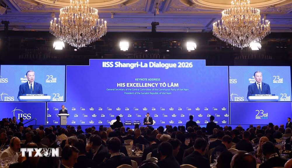 Tổng Bí thư, Chủ tịch nước Tô Lâm phát biểu dẫn đề tại Đối thoại Shangri-La lần thứ 23 -Ảnh: Thống Nhất/TTXVN