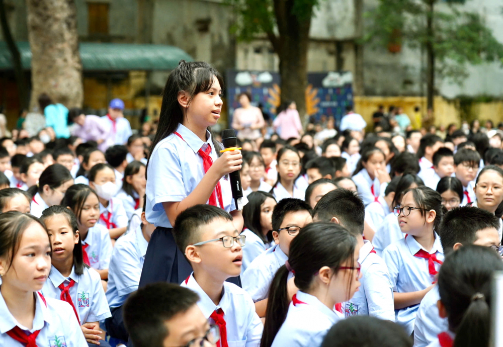 Một buổi học về kỹ năng sống và giáo dục giới tính  do Trường THCS Đống Đa, TP Hà Nội tổ chức - ẢNH: XUÂN PHÚ