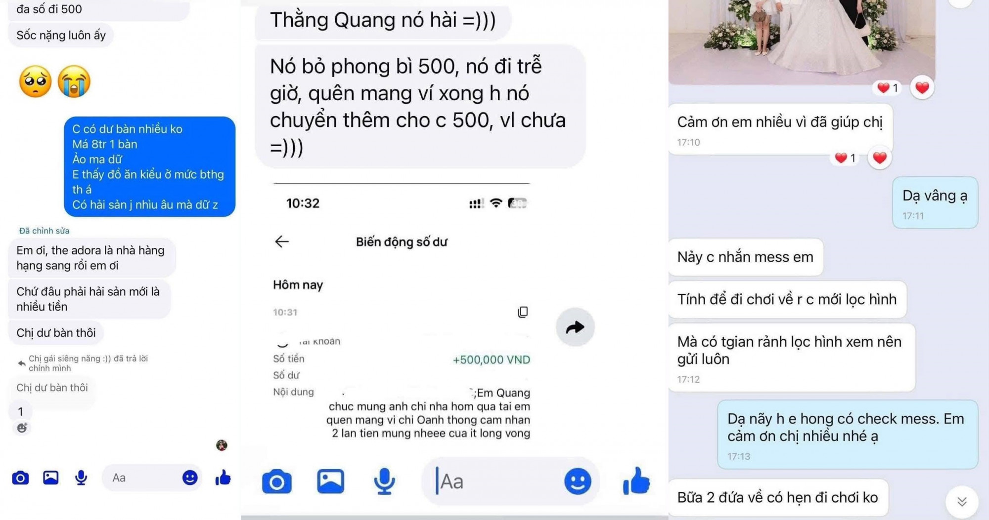 Tin nhắn cô dâu dù không trực tiếp trách móc nhưng ai cũng có thể hiểu được cô đang muốn nói gì