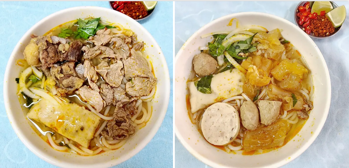 Bún bò Huế 14B -14B đường 46, phường Vĩnh Hội (quận 4 trước đây), mở cửa từ 6g30 - 20g30 các ngày trong tuần. Nước dùng ở đây thơm, đậm đà được ninh từ xương bò và xương heo cùng hành tây. Thịt bò, gân bò, bò viên được nấu cẩn thận nên đã mang đến tô bún bò ngon hợp khẩu vị. Tô bún ở đây đơn giản, không cầu kỳ nhưng là món yêu thích của người địa phương. Quán 14B có không gian nhỏ nên chủ yếu bán mang đi. 