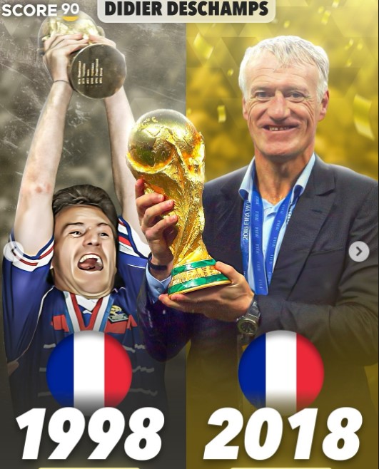 World Cup 2026: Pháp có nhiều 'cái nhất' để đi vào lịch sử Didier Deschamps từng là thủ quân đội Pháp vô địch World Cup 1998 và là HLV đội tuyển Pháp vô địch World Cup 2018