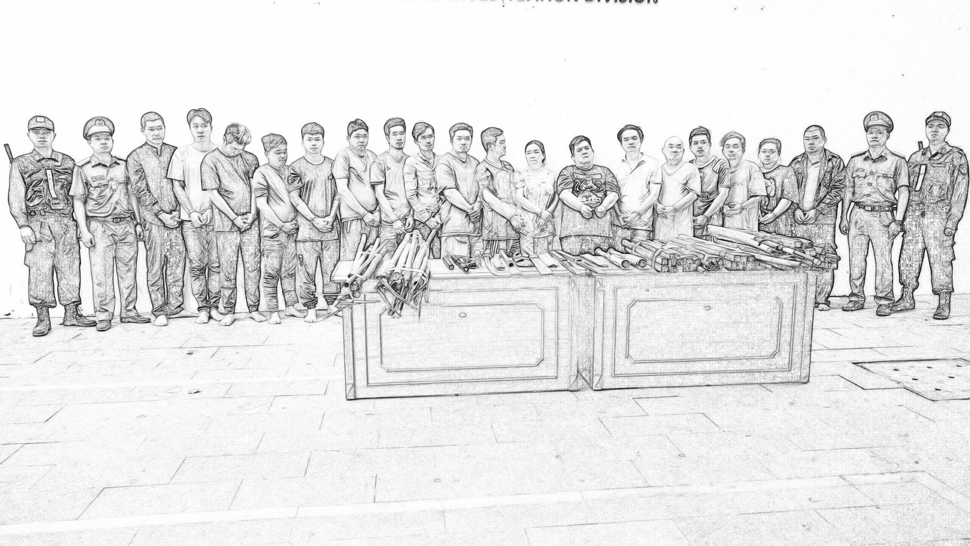 Các đối tượng tại cơ quan công an. Ảnh: CACC