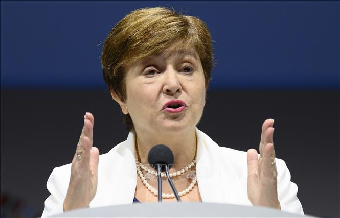 Tổng Giám đốc IMF Kristalina Georgieva phát biểu tại một cuộc họp ở Washington, D.C., Mỹ - Ảnh: AFP/TTXVN